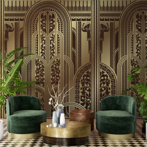 Sanders & Sanders fotobehang art deco bogen goud - 424 x 280 cm - 640976