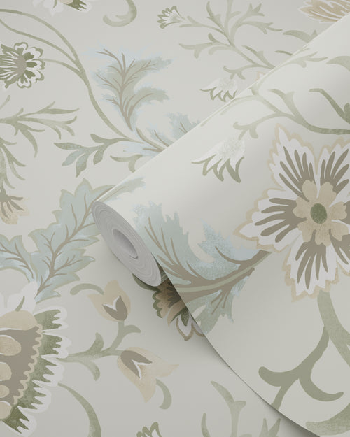 ESTAhome behang vintage bloemen zand beige - 53 cm x 10.05 m - 139412