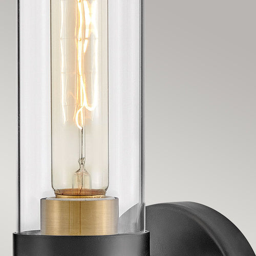 Badezimmer-Wandleuchte Modern Schwarz, Heritage Messing IP44 1x E27