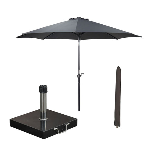 Garden Impressions stokparasol Lotus donker grijs Ø300 cm met Cosmo voet en hoes