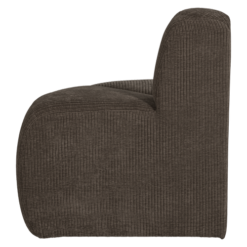 WOOOD eetbank hoek rond rugleuning Mojo - Ribstof - Bruin - 83x100x74