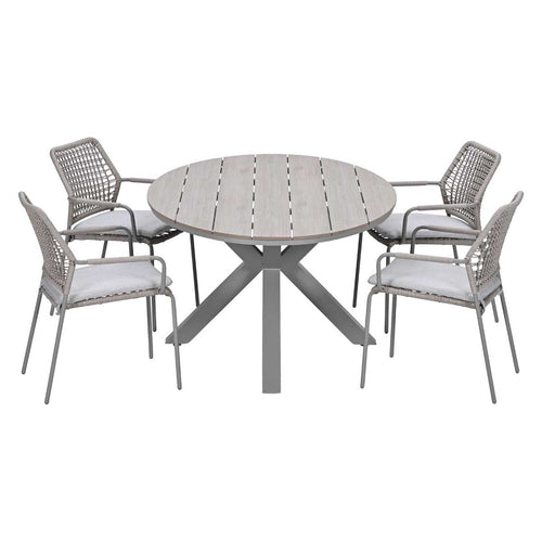 Garden Impressions Tuinset Natas 5-delig taupe - Tulli tuintafel 180x115 cm