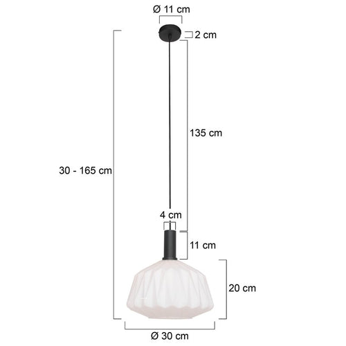Steinhauer Hanglamp Verre Nervuré - Ø30cm - E27 - Wit