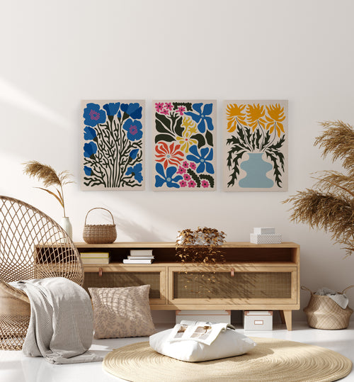 Canvas 60x40 Blauwe Bloemen - vtwonen shop