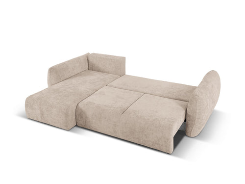 Cosmopolitan Design Uitklapbare hoekbank links met opbergdoos Matera 4-zits, chenille, beige - 173x253x86cm