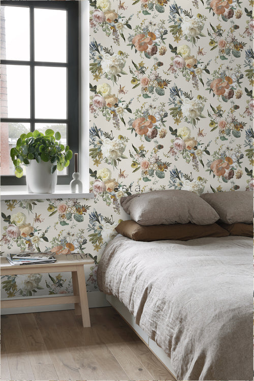 ESTAhome behang vintage bloemen beige - 53 cm x 10,05 m - 139544 - vtwonen shop