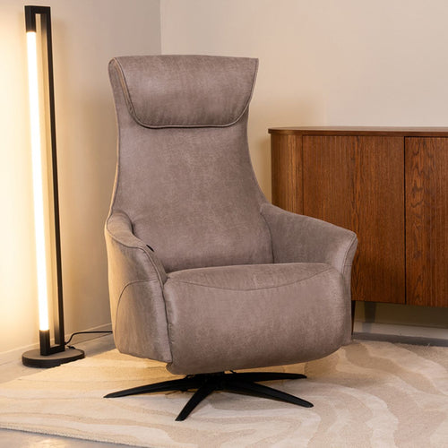 LABEL51 Fauteuil Lund Elektrisch - Taupe Stof - Draaibaar - vtwonen shop