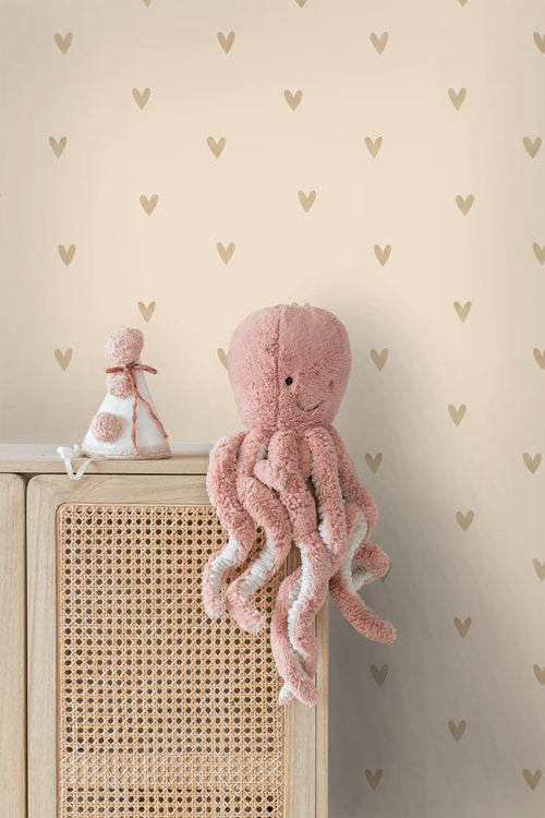 ESTAhome behang hartjes beige - 53 cm x 10.05 m - 139769 - vtwonen shop