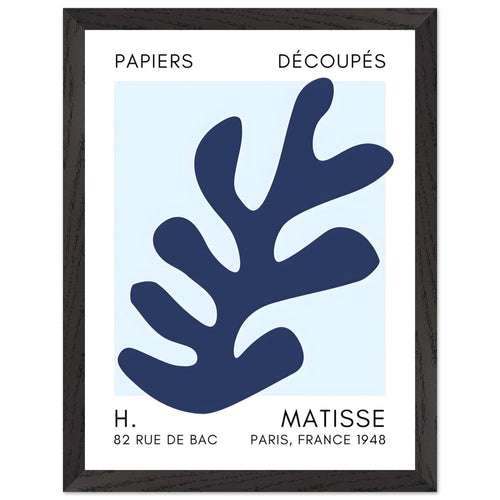 Artfulprints Poster met Lijst Matisse – Ocean petals navy blue I   - 30x40 cm - Blauw