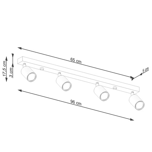Sollux Lighting Plafondlamp VERDO 4 wit - 96x65x17,5cm
