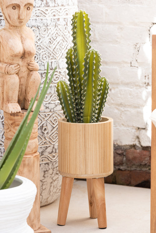 J-Line bloempotten Klassiek - hout - naturel - 3 stuks -  Ø 27 cm