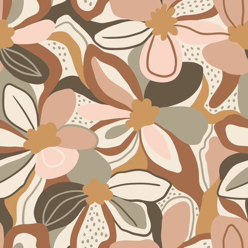 ESTAhome behang bloemmotief terracotta en zacht roze - 50 x 900 cm - 139629 - vtwonen shop