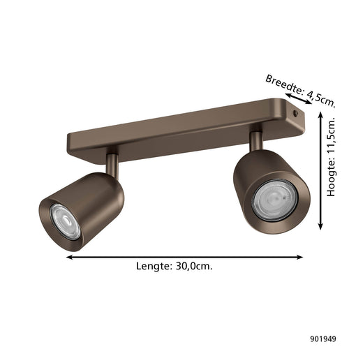 EGLO spot Camaldoli - gu10 - 30 cm - donker brons