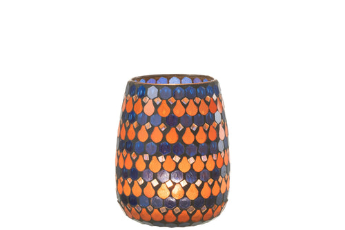 J-Line windlicht Mozaiek Druppel - glas - oranje/blauw - medium - vtwonen shop