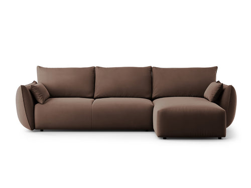 Cosmopolitan Design Converteerbare hoekbank rechts met opbergdoos Matera 4-zits, flueel chocolade - 173x253x86cm