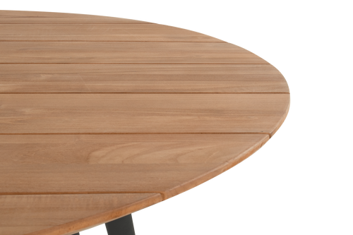 Hartman Tuintafel Sophie Studio - Naturel/Zwart Teakhout - Ø120x77cm - vtwonen shop