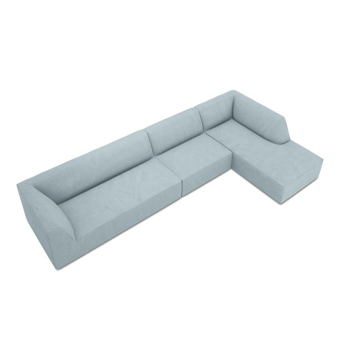 Cosmopolitan Design - Modulaire hoekbank rechts Siena 5-zits, ribfluwelen lichtblauw - 180x366x69cm