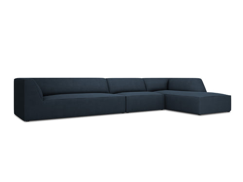 Micadoni rechter hoekbank Ruby 5-zits, structurele stof, marineblauw - 180x366x69cm