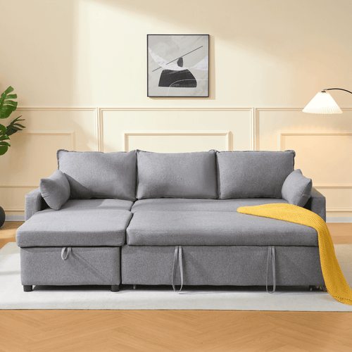 Calicosy - LOUISON 3-zits slaapbank - Grijs - 219x147x84 cm