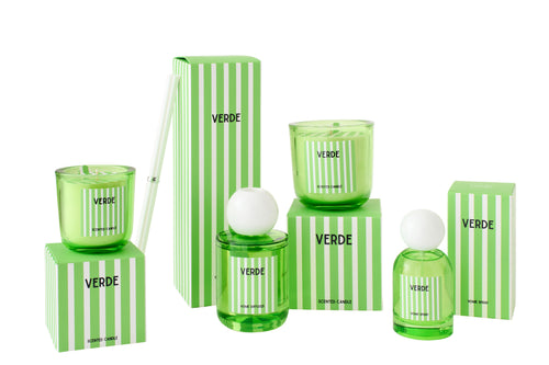 J-Line geurkaars Verde - Spring Ivy & Neroli - glas - groen - large