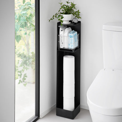 Yamazaki Tower Toiletrolhouder op wielen smal - Zwart - vtwonen shop