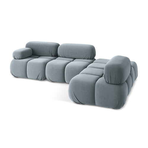 LaMiaSofa hoekbank rechts Sanremo - velours - lichtblauw - 285x190x70