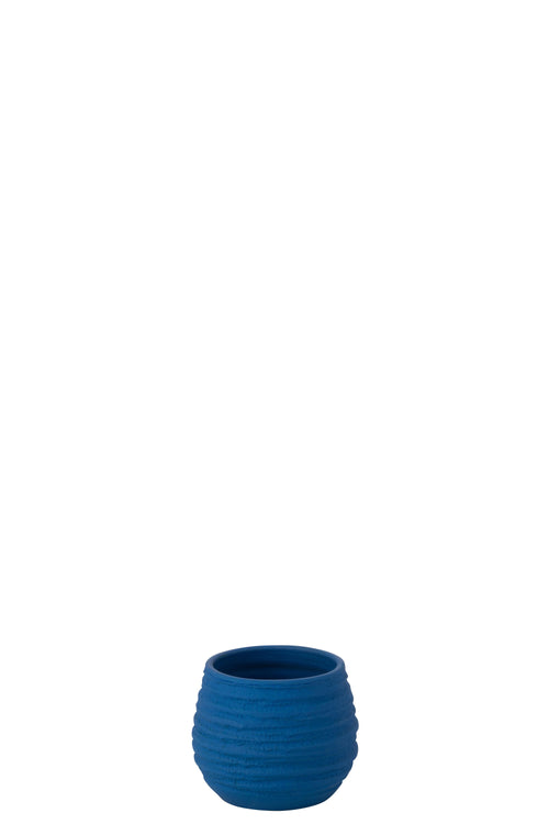 J-Line bloempot Fiesta - keramiek - blauw - small - Ø 14 cm
