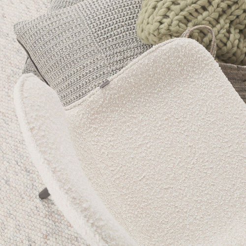 Nolon Nola-Fé Eetkamerstoel Bouclé Beige - Draaibaar Wit Onderstel