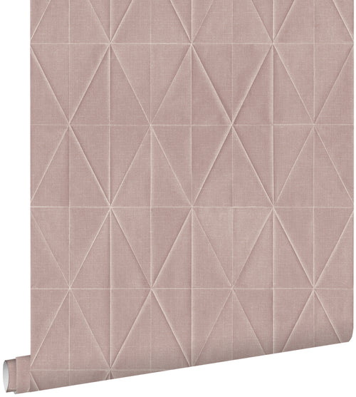 ESTAhome eco-texture vliesbehang origami motief oudroze - 0,53 x 10,05 m - 148709 - vtwonen shop