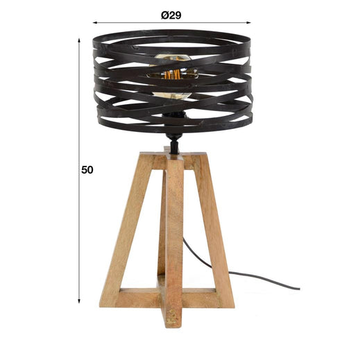 Giga Meubel Tafellamp Twist - Metaal/Hout - 1-Lichts - 29x29x50cm - vtwonen shop