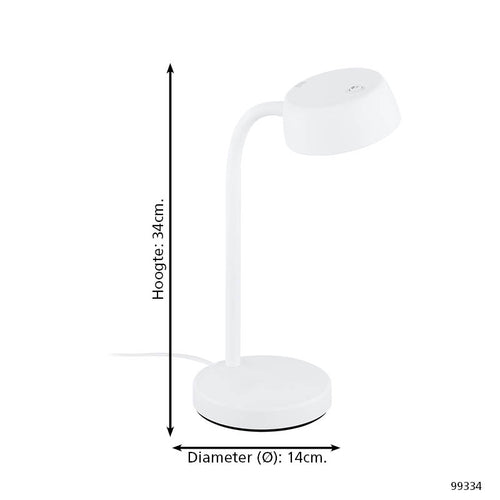 EGLO tafellamp Cabales - 14 cm - wit