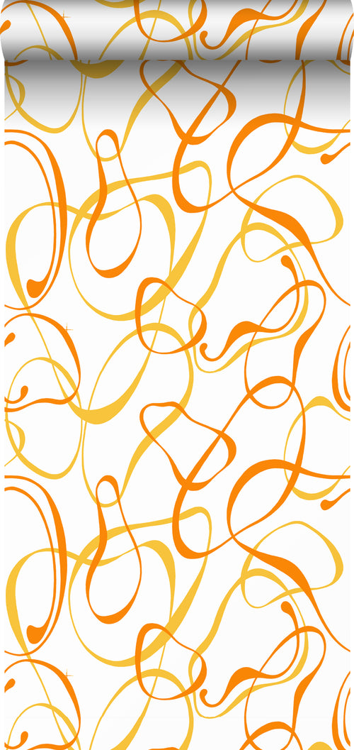 Sanders & Sanders behang figuratief motief wit, geel en oranje - 50 x 900 cm - 935275