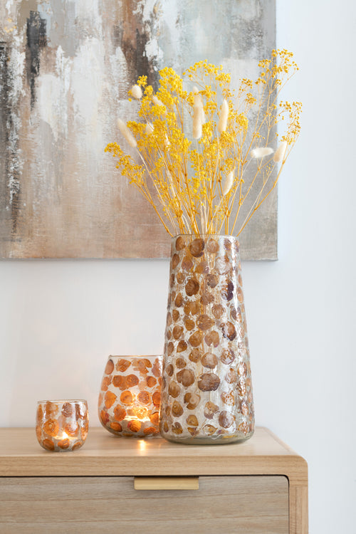 J-Line vaas Gerard - glas - amber - 36.5 cm hoog - vtwonen shop