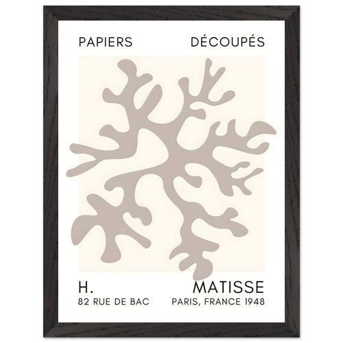 Artfulprints Poster met Lijst Matisse – Dreamy coral flower grey   - 30x40 cm - Grijs