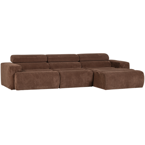 WOOOD chaise longue bank rechts Novi - Ribstof - Grijsbruin - vtwonen shop