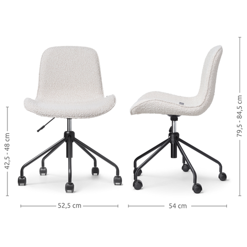 Nolon Nout-Fé Bureaustoel Bouclé Beige - Zwart Onderstel - Stof - vtwonen shop