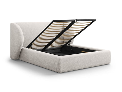 Micadoni Opbergbed met hoofdeinde Miley 180x200cm, chenille, lichtgrijs - 230x227x100cm