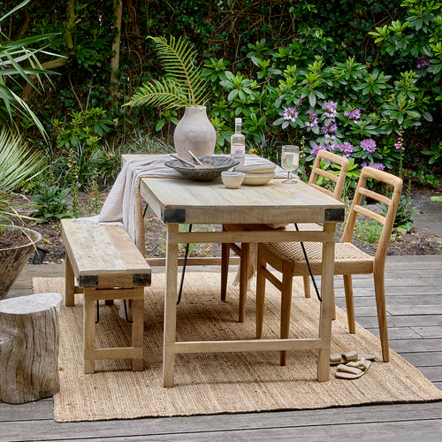 Raw Materials eettafel Limewash - inklapbaar - FSC gerecycled hout - 165x75x76 cm