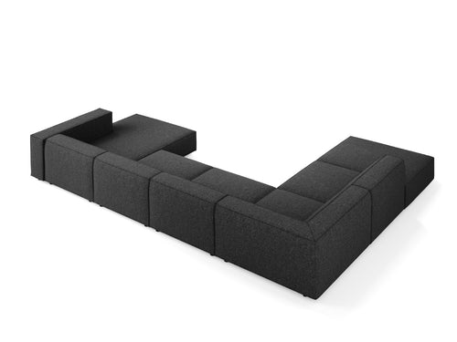 Cosmopolitan Design Panoramische hoekbank links Arendal 7-zits, chenille, zwart - 262x364x70cm