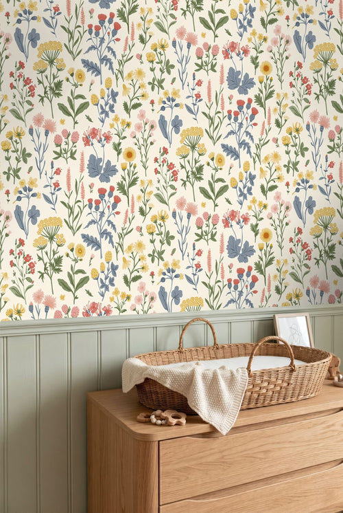 Sanders & Sanders behang veldbloemen gebroken wit en meerkleurig - 50 x 900 cm - 935409