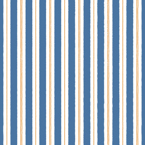 ESTAhome behang strepen blauw en oranje - 50 x 900 cm - 131954