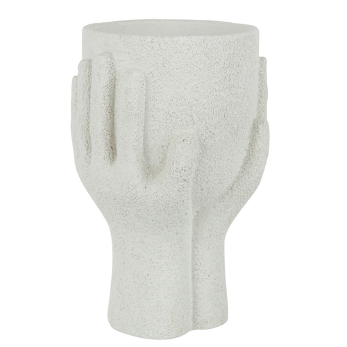 J-Line bloempot Handen - cement - wit - large - Ø 14 cm