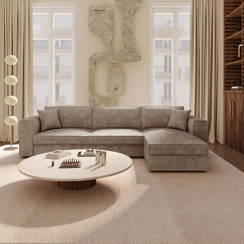 Premium Interiors - Rechthoekige hoekbank MIKA - zacht aanvoelende geweven stof mol 292cm