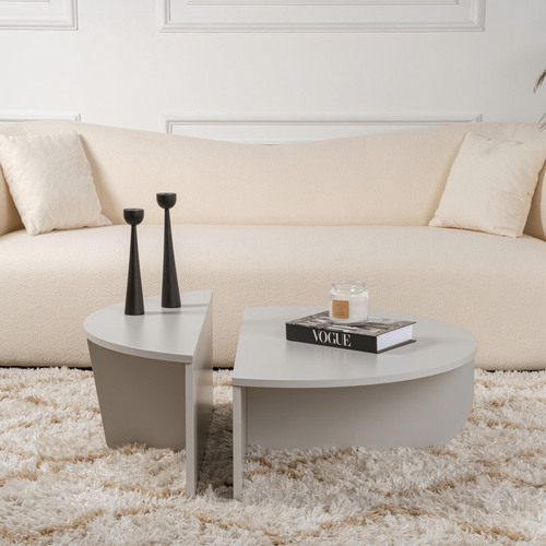 Calicosy - ORION Set van 2 salontafels - Licht hout - 90x90x35 cm