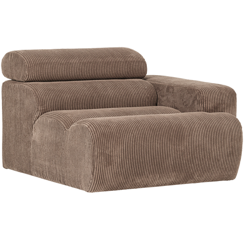 WOOOD 1-zits element bank arm links Novi - Ribstof - Taupe - 86x109x113