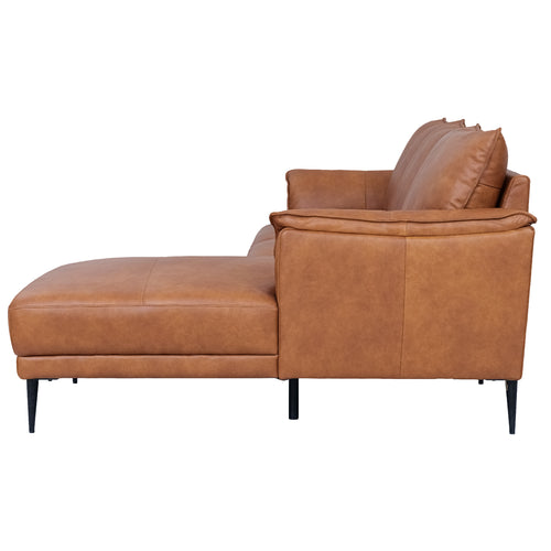 Furnhouse chaise longue bank rechts Soul - Cognacbruin - Leer - 155x233x88