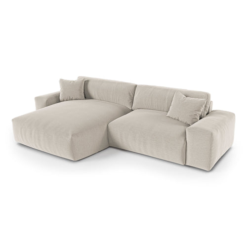 Premium Interiors - Linkerhoekbank CHEER - zacht aanvoelende geweven stof  beige 312cm