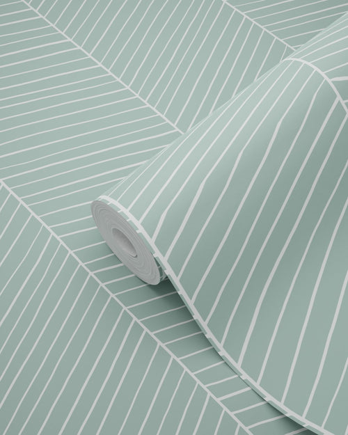 ESTAhome behang visgraat-motief vergrijsd mintgroen - 53 cm x 10.05 m - 139108