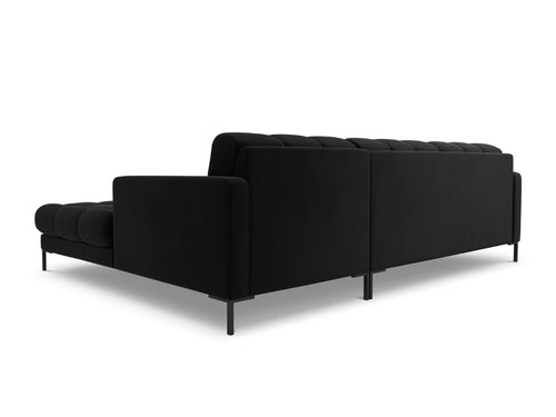 Cosmopolitan Design rechter hoekbank Bali 5-zits, flueel, zwart - 185x293x75cm