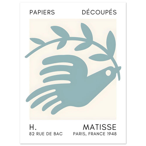 Artfulprints  Matisse – Peace dove turquoise   poster 30x40 cm - vtwonen shop